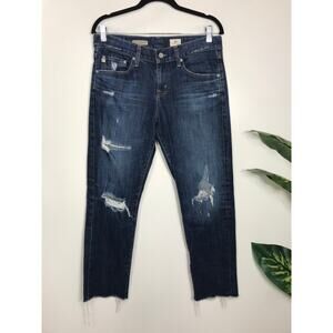 AG Adriano Goldschmied Ex-Boyfriend Slouchy Slim Fit Medium Blue Distressed 28